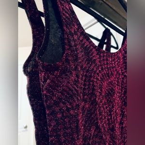 ZARA sparkly glitter burgundy and black bodysuit tank top cami